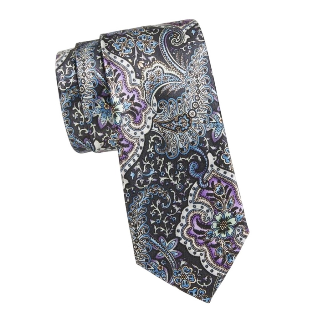 Robert Graham Men's Navy Floral Paisley 100% Silk‎ Neck Tie New with Tags